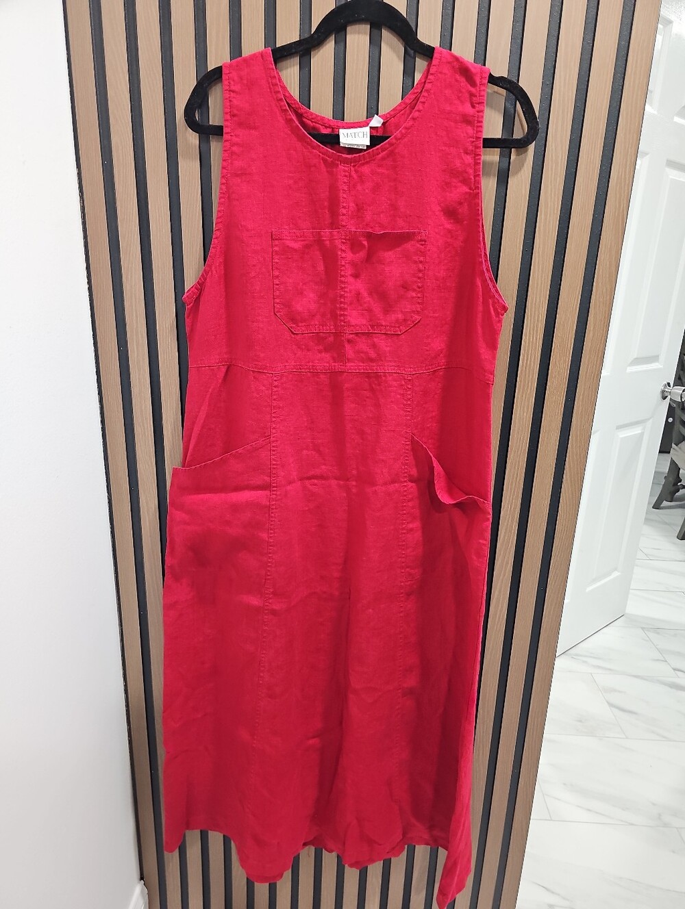 MATCH Made In USA Red Linen Sleeveless Maxi Dress Size Large